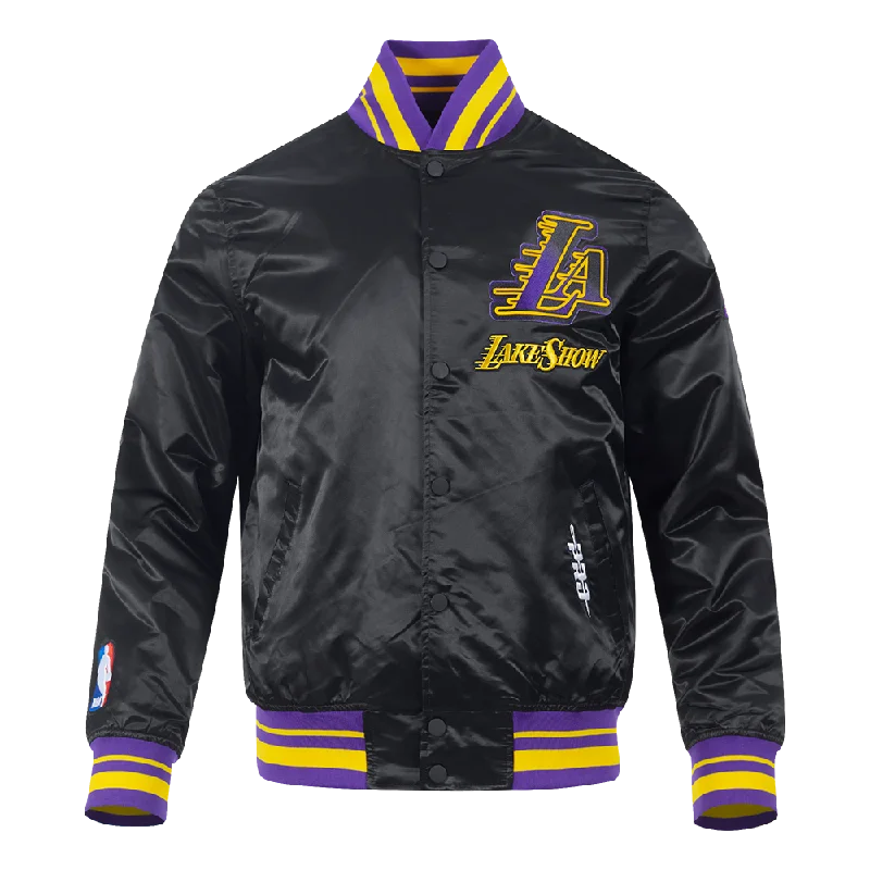 NBA LOS ANGELES LAKERS CITY EDITION 24-25 MEN'S RIB SATIN JACKET (BLACK/PURPLE)