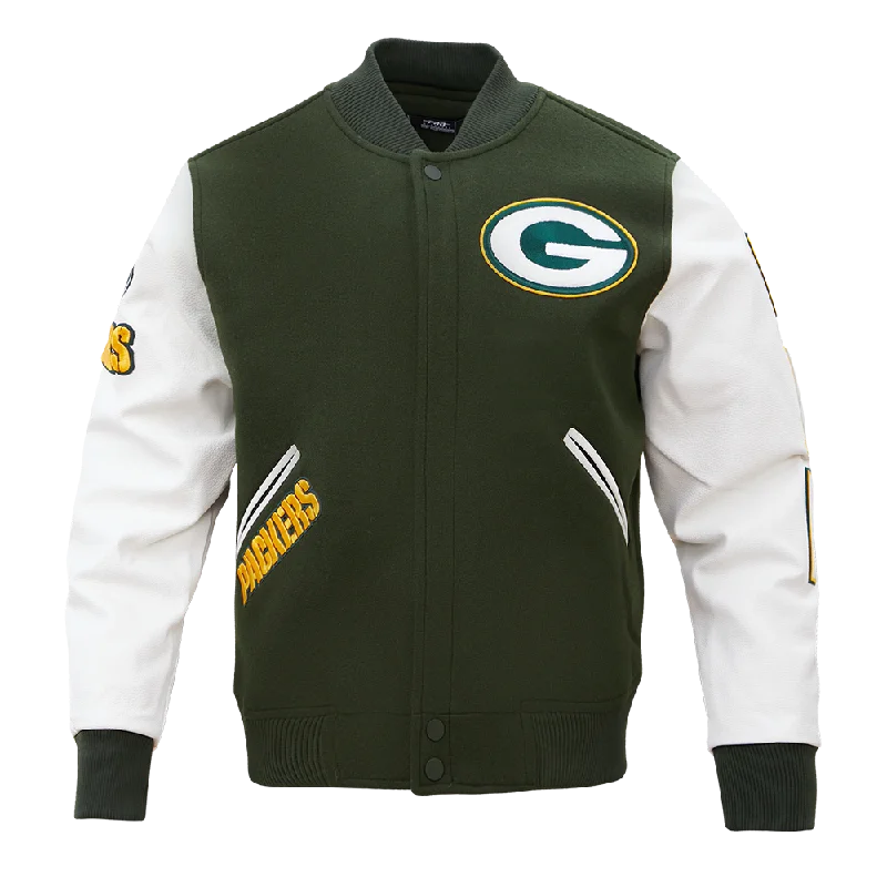 NFL GREEN BAY PACKERS CLASSIC MEN'S VARSITY JACKET (GRAY/WHITE)