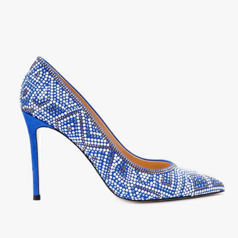 The Nampula Sax Blue Glitter Leather Pump Women Shoe