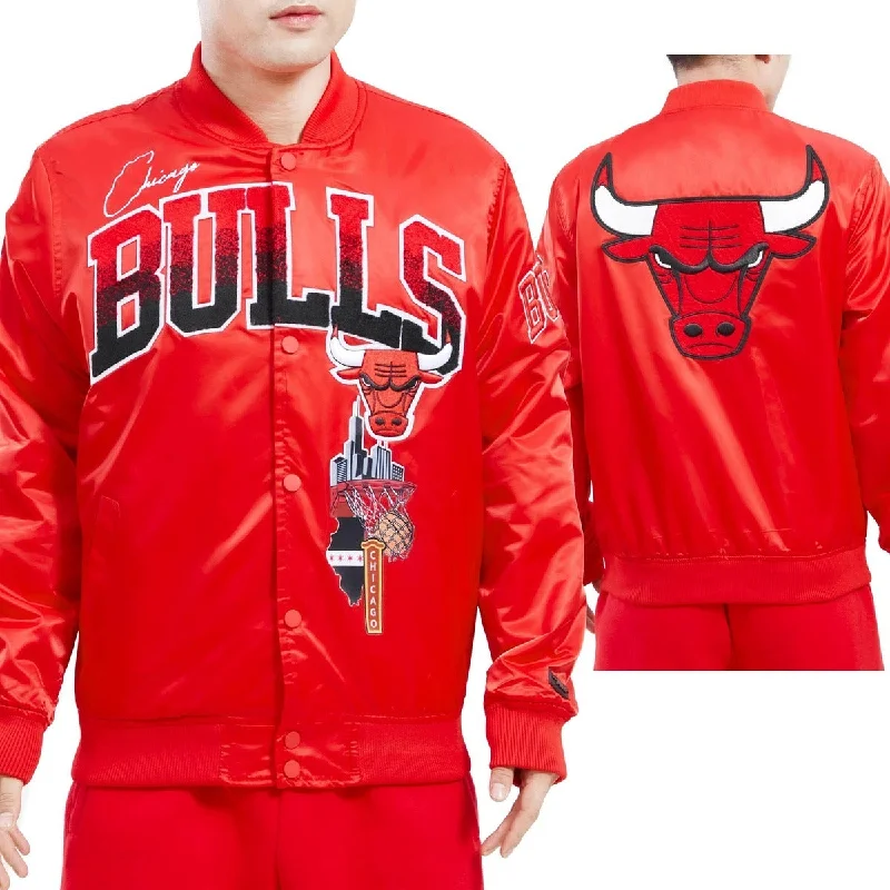 NBA CHICAGO BULLS HOMETOWN MEN'S SATIN JACKET (RED)