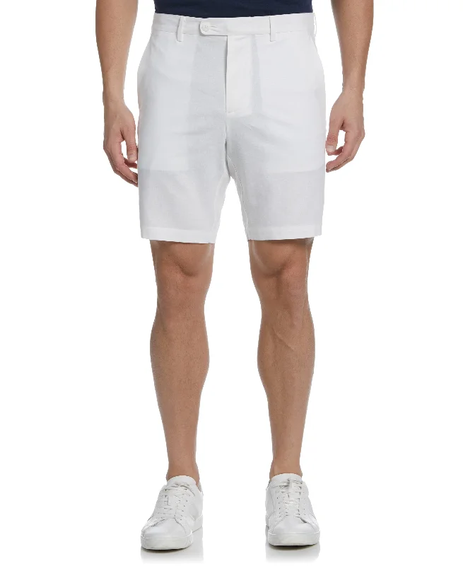 Linen-Blend Flat Front Short