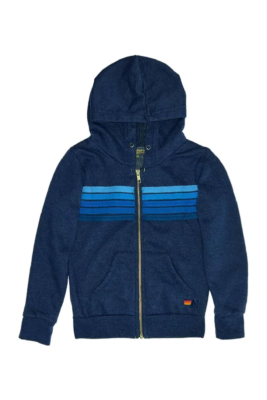 KID'S 5 STRIPE HOODIE - NAVY // BLUE STRIPES