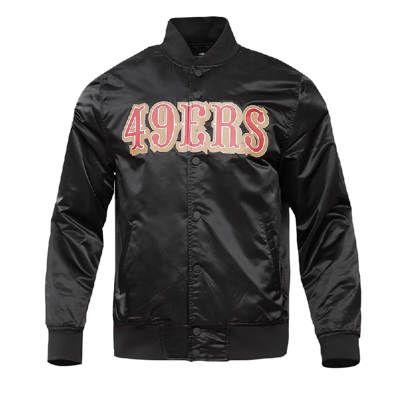 NFL SAN FRANCISCO 49ERS BIG LOGO MEN'S SATIN JACKET (BLACK)