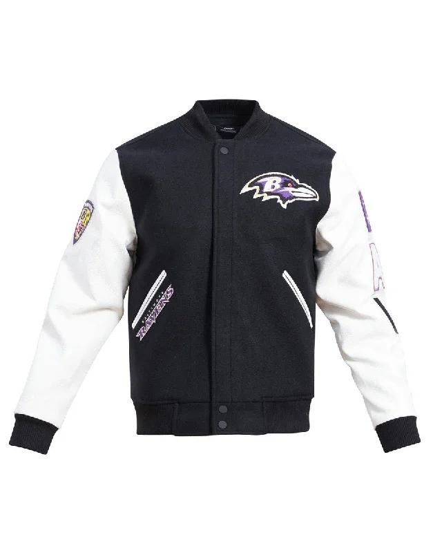 NFL BALTIMORE RAVENS CLASSIC WOOL MEN'S VARSITY JACKET (BLACK/WHITE)