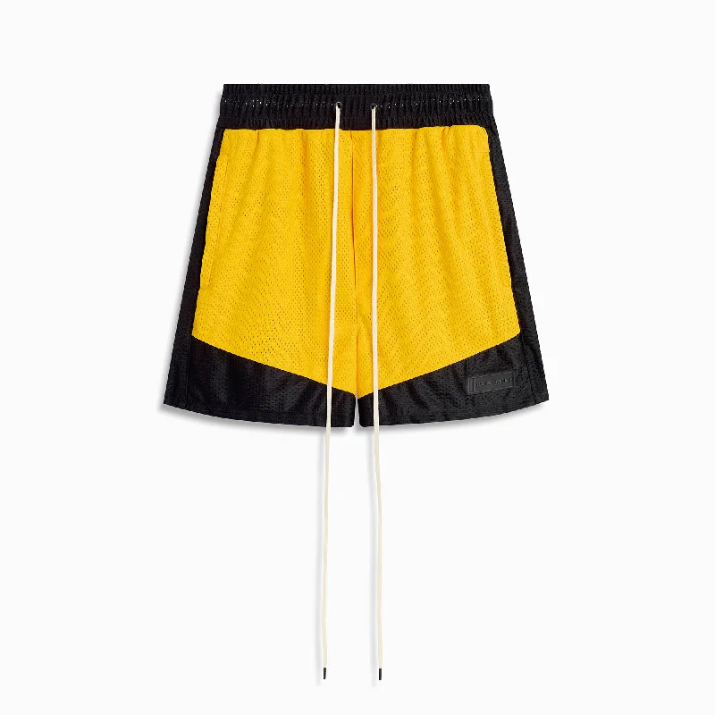 icon mesh gym short / yellow + black