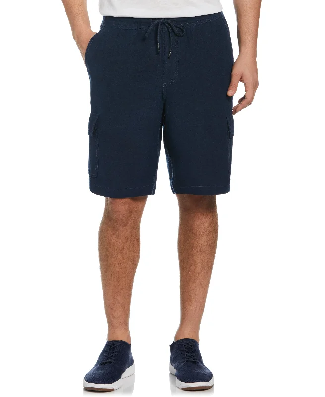 Big & Tall Linen Blend Pull-On Cargo Shorts