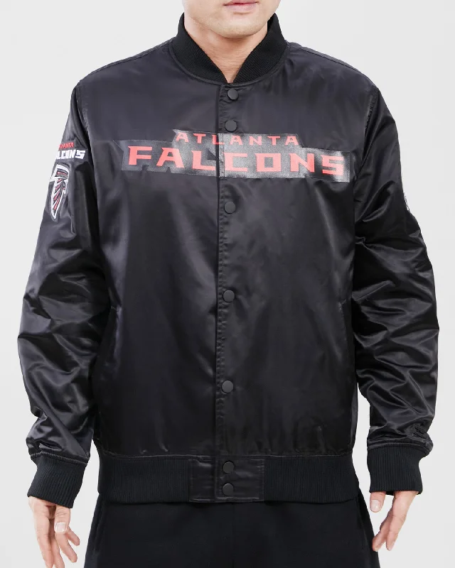 NFL ATLANTA FALCONS TEAM BIG LOGO MEN'S SATIN JACKET (BLACK)