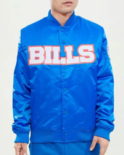 NFL BUFFALO BILLS WORDMARK MEN'S SATIN JACKET (ROYAL BLUE)