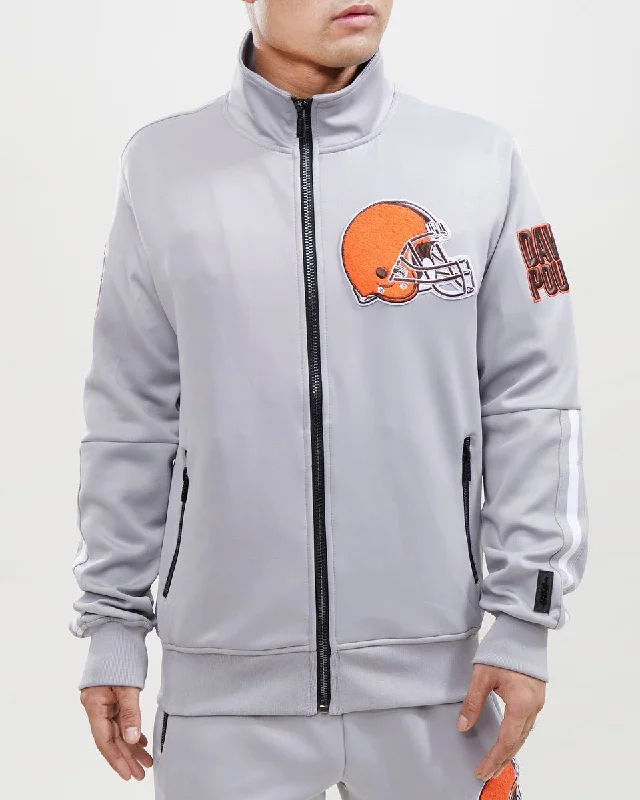 NFL CLEVELAND BROWNS CLASSIC MEN'S TRACK JACKET (GRAY)