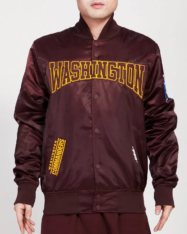 NFL WASHINGTON COMMANDERS CREST EMBLEM MEN'S SATIN JACKET (WINE)