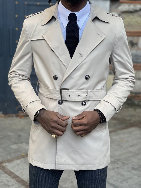 Bojo Beige Slim Fit Trench Coat