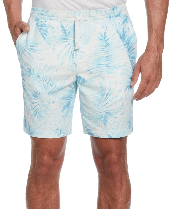 Linen Blend Palm Print Short