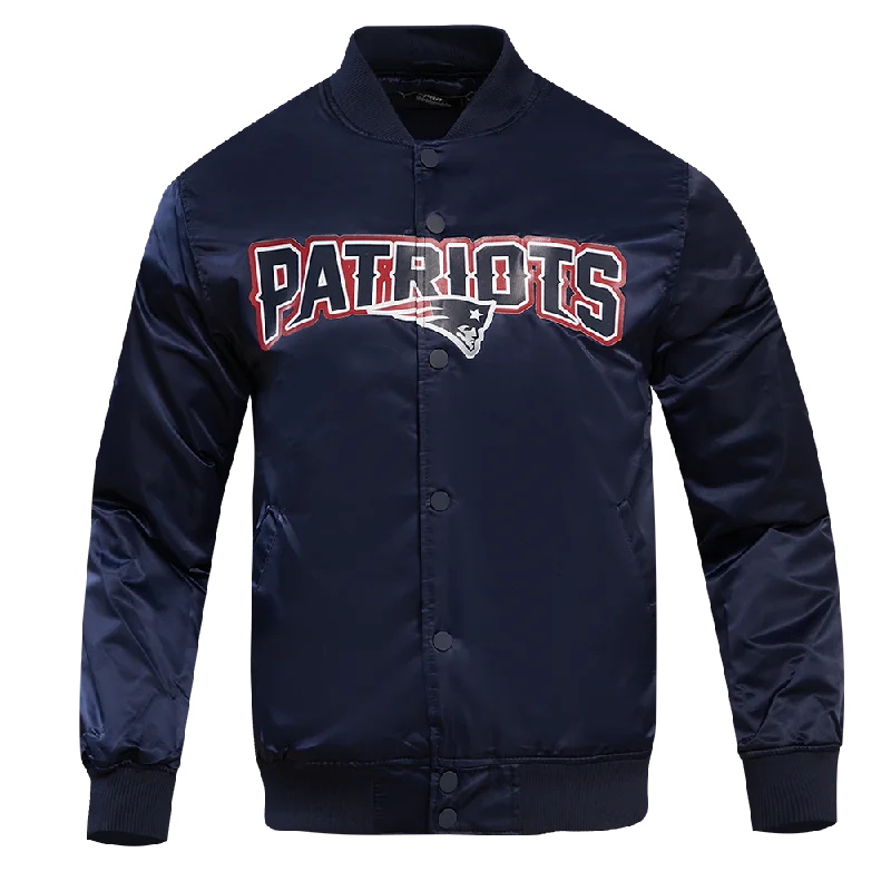 NFL NEW ENGLAND PATRIOTS BIG LOGO MEN'S SATIN JACKET (MIDNIGHT NAVY)