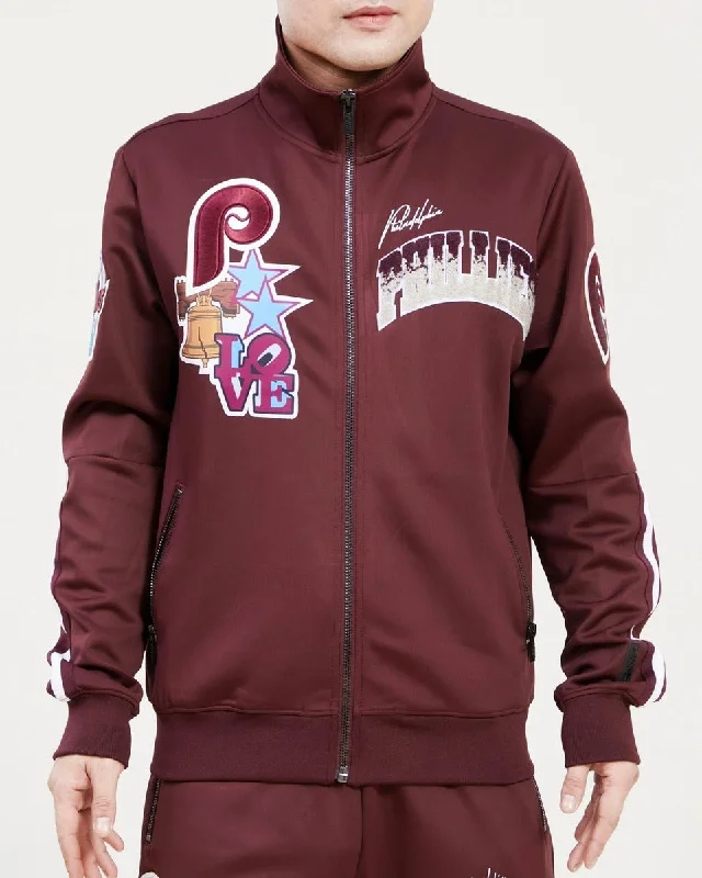 MLB PHILADELPHIA PHILLIES RETRO HOMETOWN MEN'S TRACK JACKET (WINE)