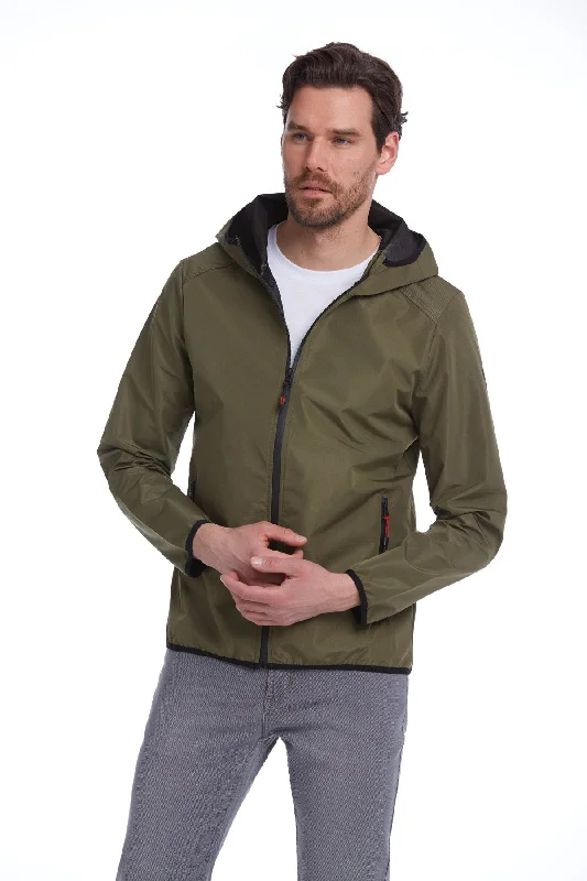 Slim Fit Khaki Seasonal Hooded Coat