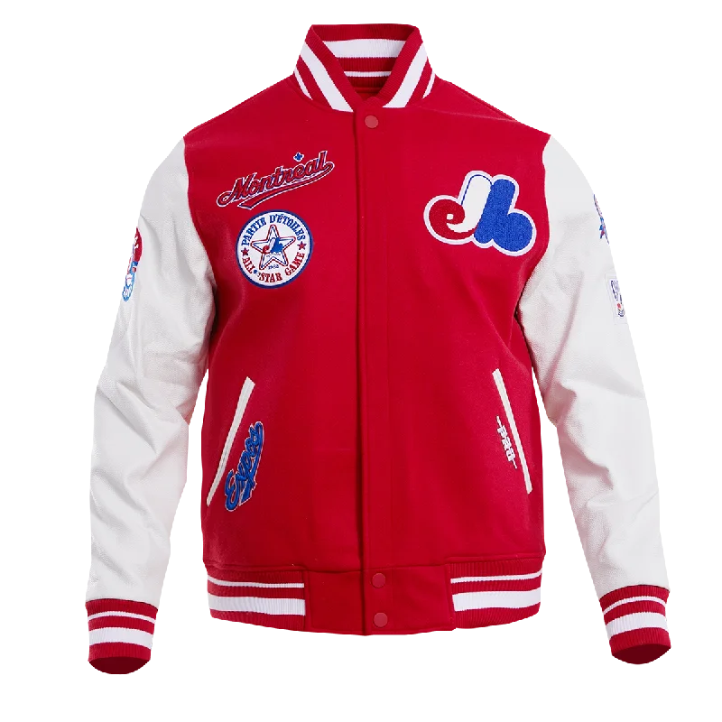 MLB MONTREAL EXPOS RETRO CLASSIC MEN'S RIB WOOL VARSITY JACKET (RED/WHITE)