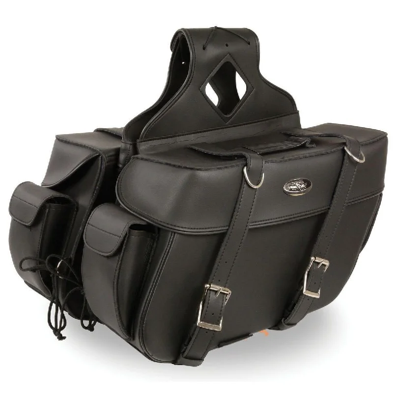 Milwaukee Leather SH57401ZB Black Large Zip-Off PVC Throw Over Motorcycle Saddlebags