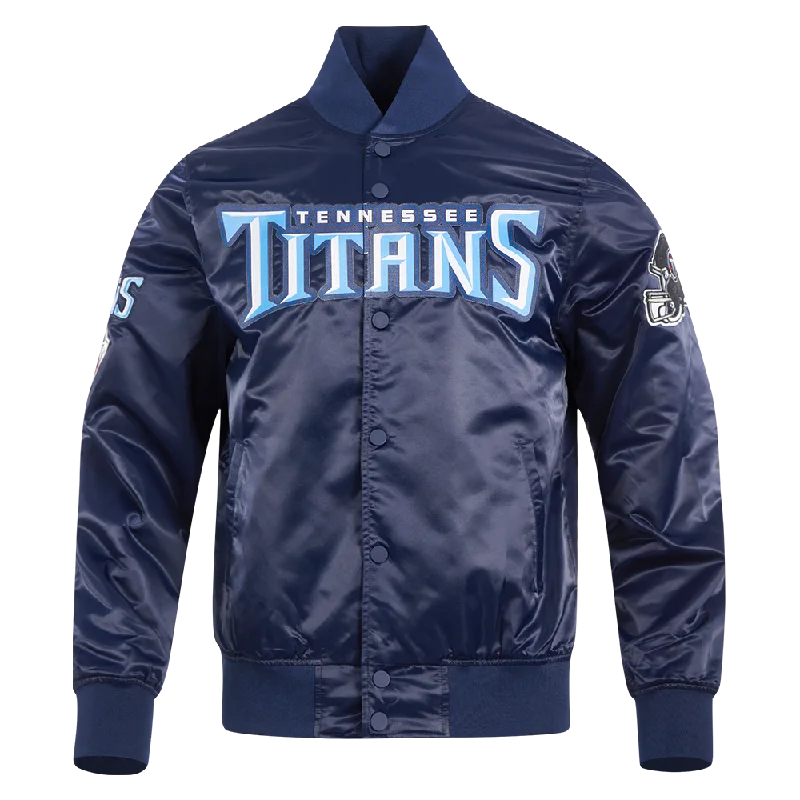 NFL TENNESSEE TITANS BIG LOGO MEN'S SATIN JACKET (MIDNIGHT NAVY)