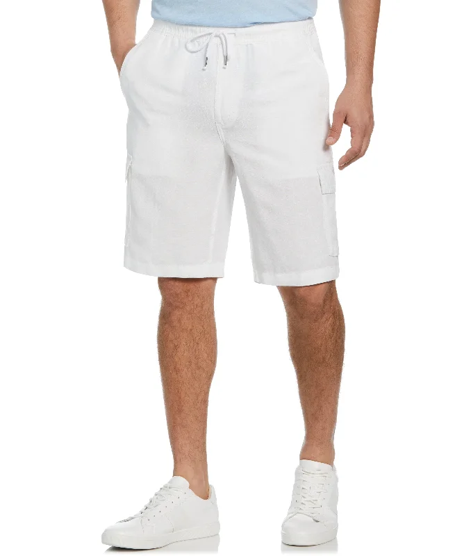 Linen Blend Pull-On Cargo Shorts