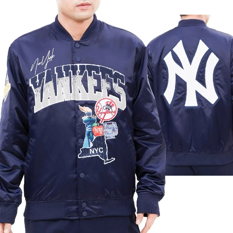 MLB NEW YORK YANKEES HOMETOWN MEN'S SATIN JACKET (MIDNIGHT NAVY)