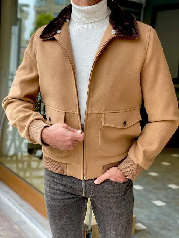 Bojoni Empire Beige Slim Fit Coat