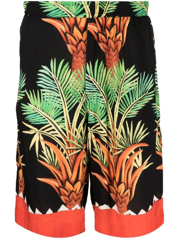 Date Palm Motif-Print Bermuda Shorts