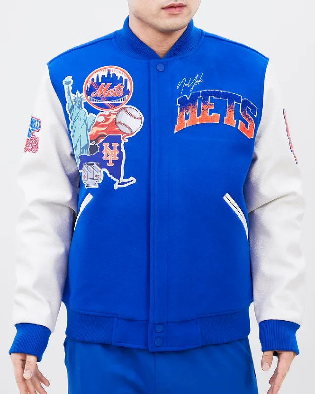 MLB NEW YORK METS HOMETOWN WOOL MEN'S VARSITY JACKET (ROYAL/WHITE)