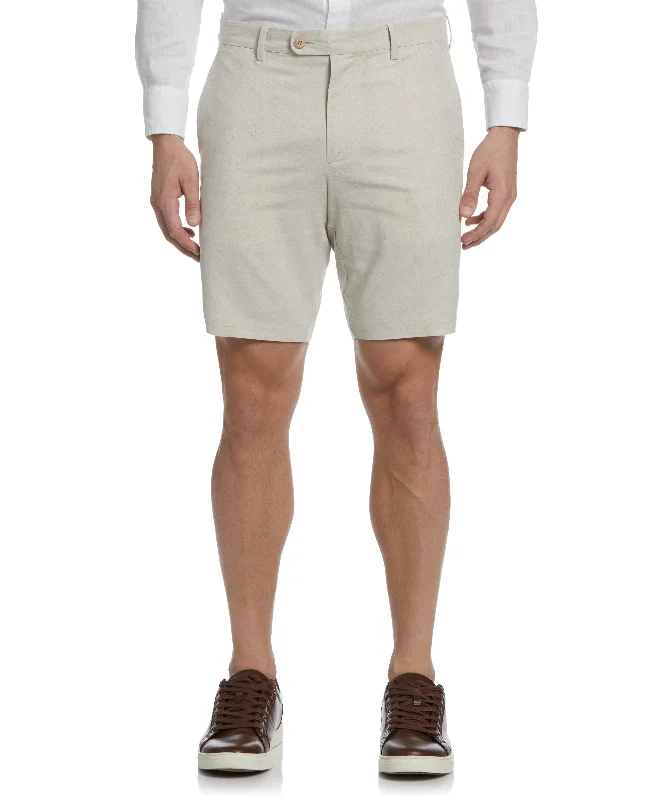 Linen-Blend Flat Front Short