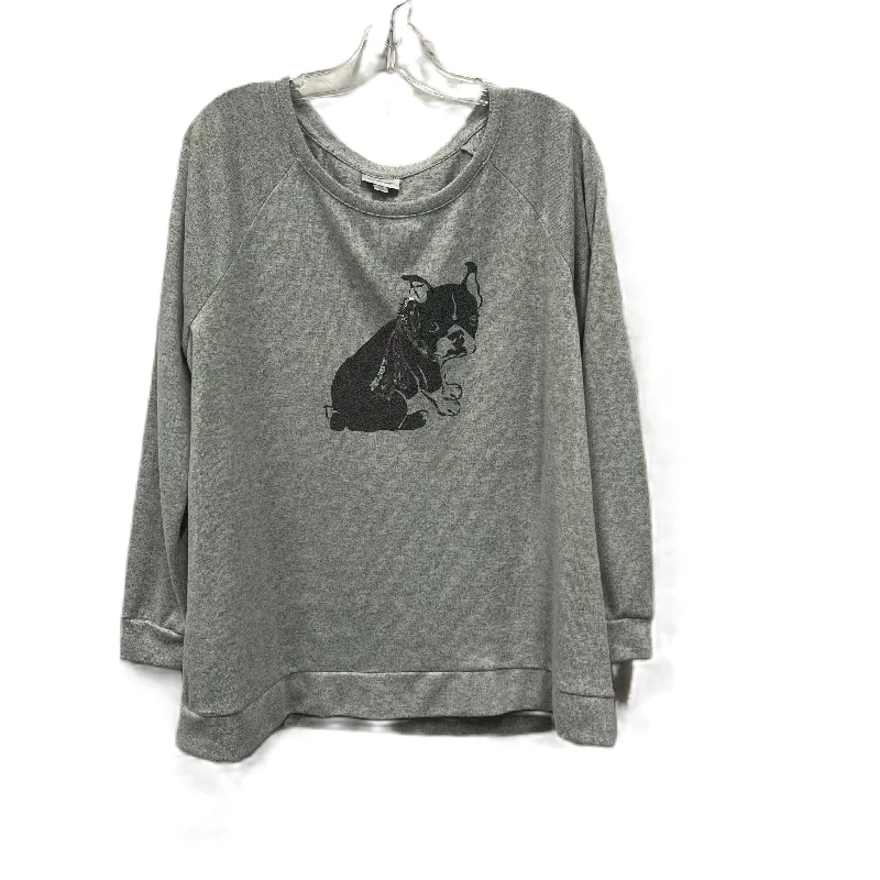 Top Long Sleeve By Avenue In Grey, Size: 1x