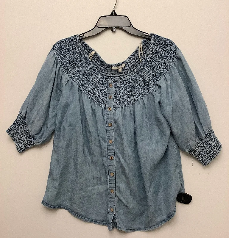 Top Long Sleeve By Miss Me In Blue Denim, Size: L