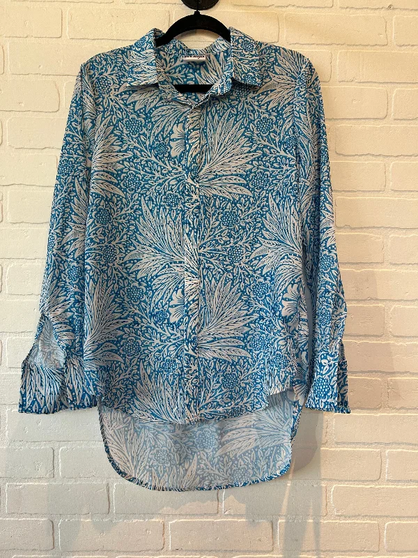 Top Long Sleeve By HARLOW AND LLOYD In Blue & White, Size: M