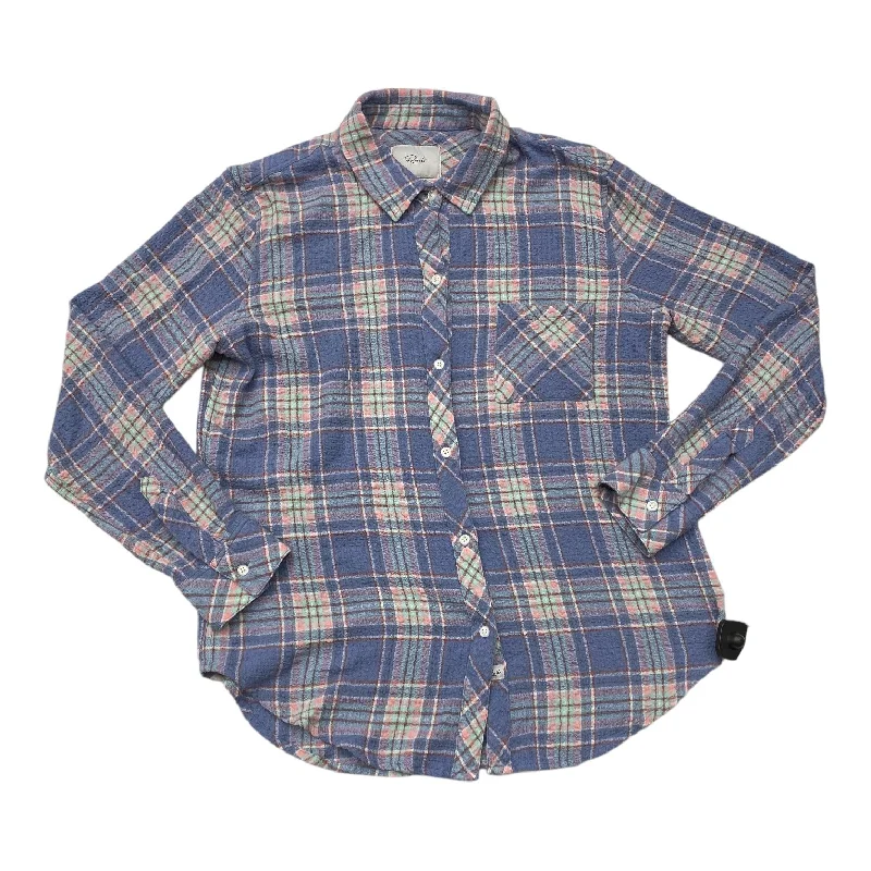 Top Long Sleeve By Rails In Plaid Pattern, Size: M