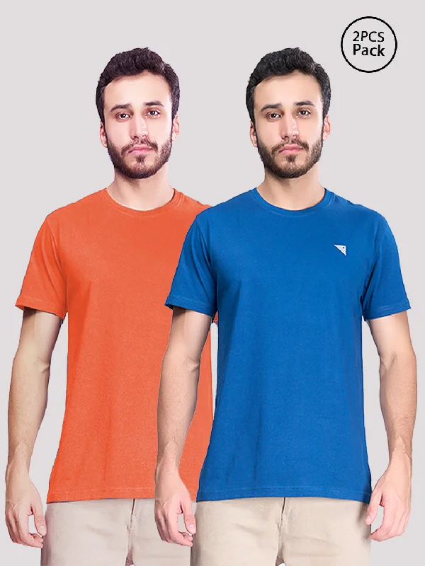 Mens Orange & Blue Half Sleeve Expert Tee Combos