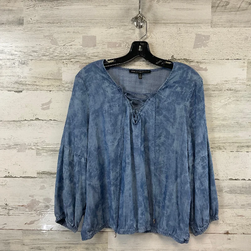 Top Long Sleeve By White House Black Market In Blue, Size: L