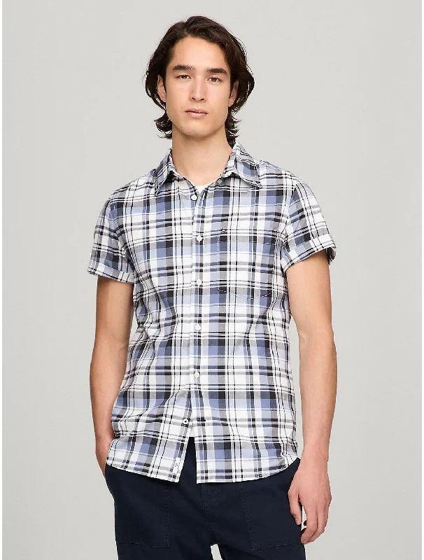 Tommy Hilfiger Men's Short-Sleeve Plaid Slim Fit Poplin Shirt