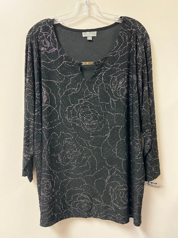 Top Long Sleeve By Jm Collections In Black, Size: 3x