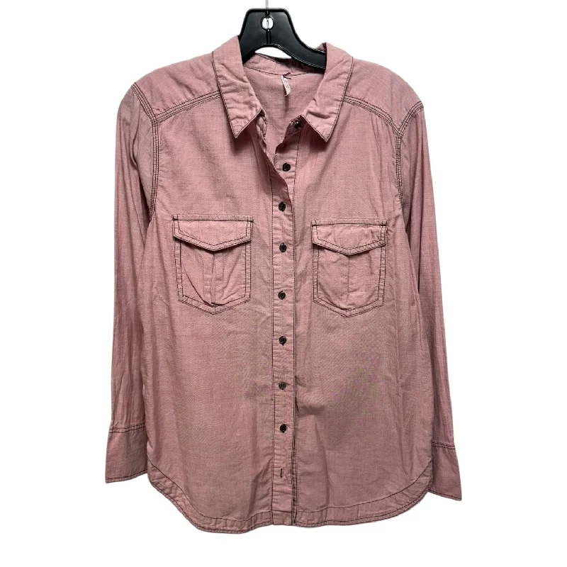 Top Long Sleeve By Free People In Pink, Size: S