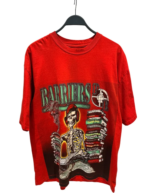 BARRIERS/T-Shirt/XXL/Cotton/RED/High Neck/Graphic/