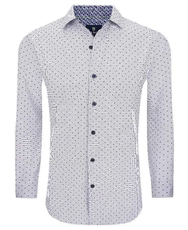 Tom Baine Slim Fit Performance Long Sleeve Geometric Button Down