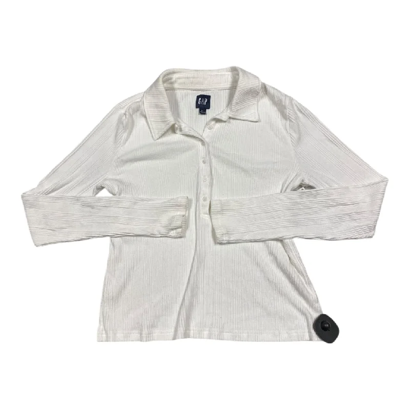 Top Long Sleeve By Gap In White, Size: M