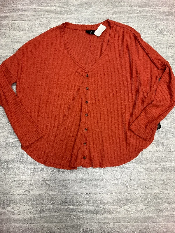 Top Long Sleeve By Cmc In Orange, Size: M