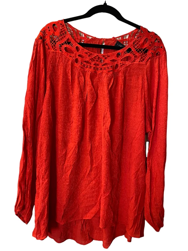 Top Long Sleeve By Lane Bryant In Red, Size: 2x