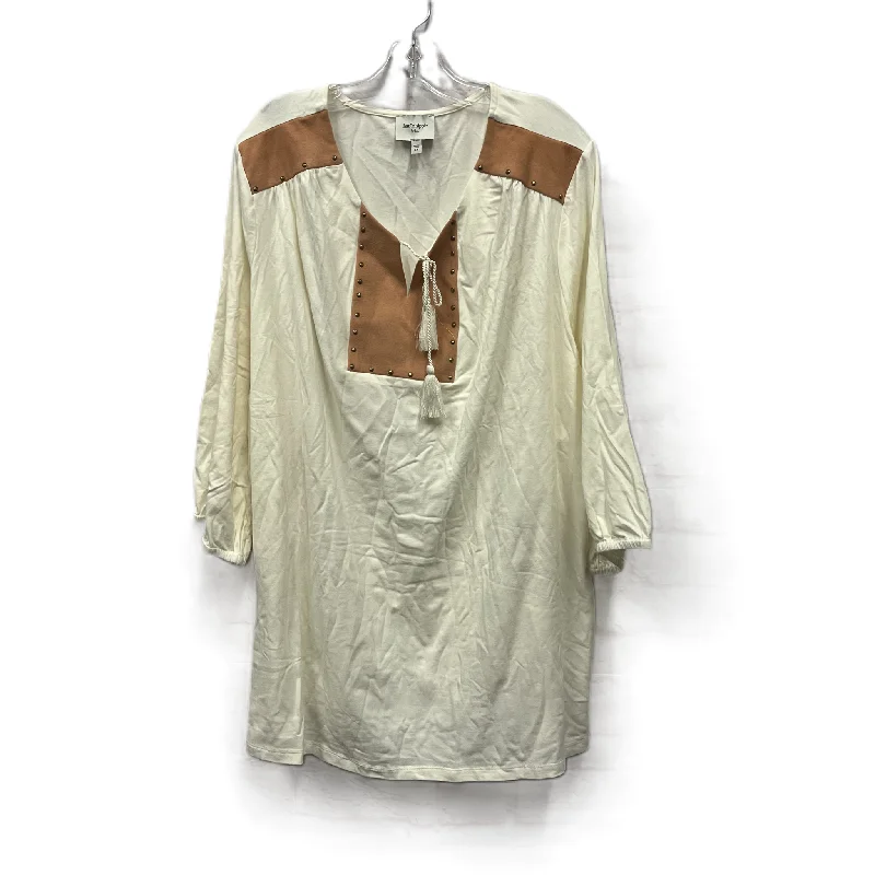 Top Long Sleeve By Haute Hippie In Cream, Size: 4x