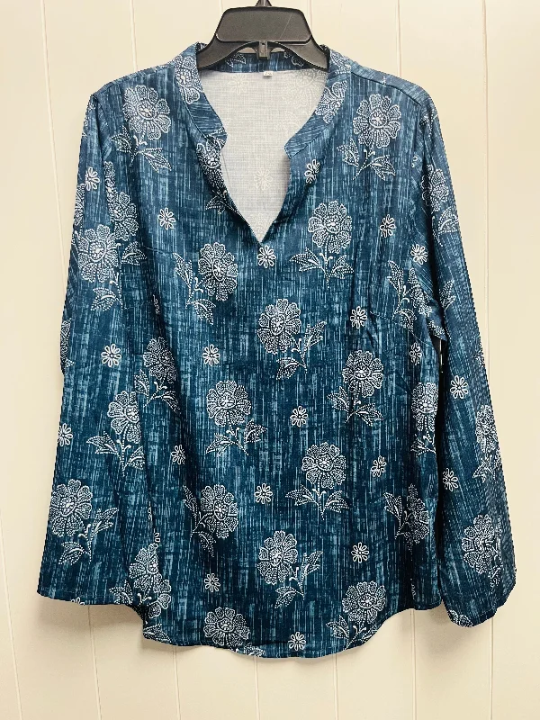 Top Long Sleeve By Clothes Mentor In Blue, Size: 2x