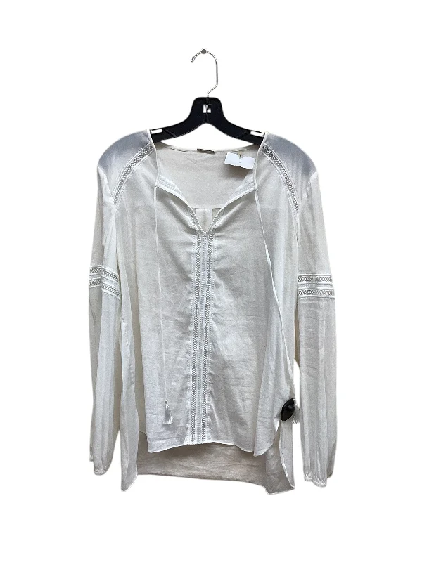 Top Long Sleeve By Elie Tahari In White, Size: L