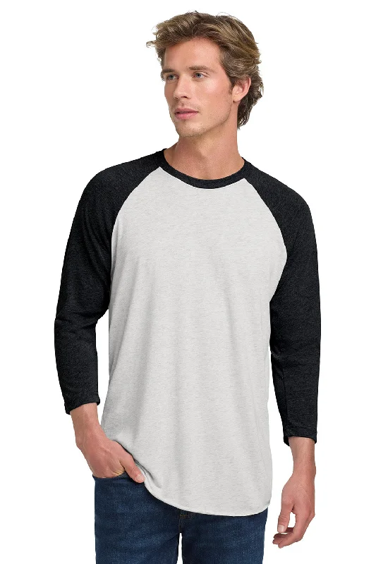 Next Level Mens Jersey 3/4 Sleeve Crewneck T-Shirt - Heather White/Vintage Black