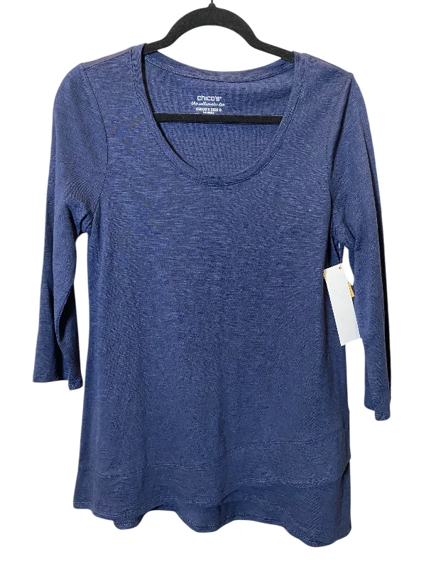 Top 3/4 Sleeve By Chicos In Navy, Size: S