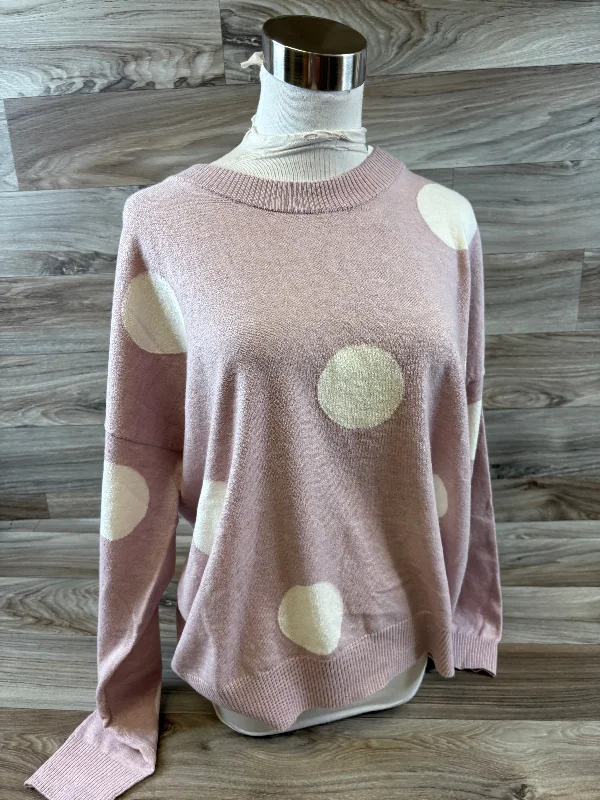 Top Long Sleeve By T Tahari In Pink & White, Size: M