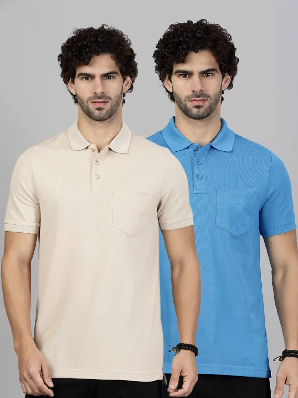 Mens Blue & Beige Expert Polo Tshirt Combos