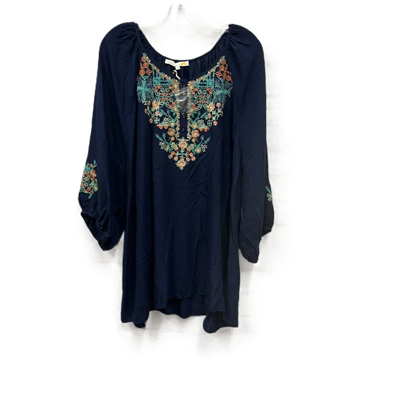 Top Long Sleeve By C And C In Blue, Size: 2x